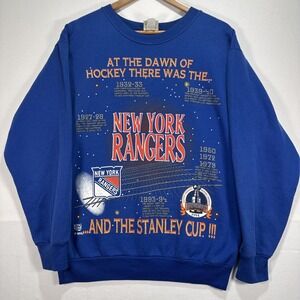 VTG‎ 1994 Team Rated New York Rangers Stanley Cup Mens M Blue Sweatshirt NHL 90s